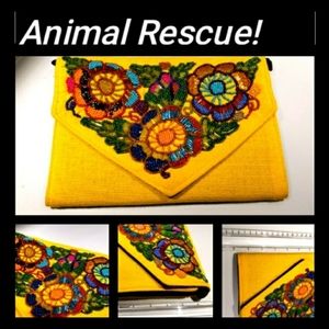 Breezy Island Yellow Multicolor Beaded Purse for Kitty Rescues